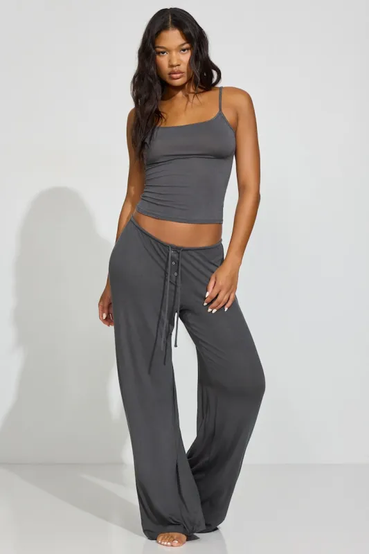 Sheer Ribbed Slouchy Pants - Garage - Greys - Women Clothing made by Garage