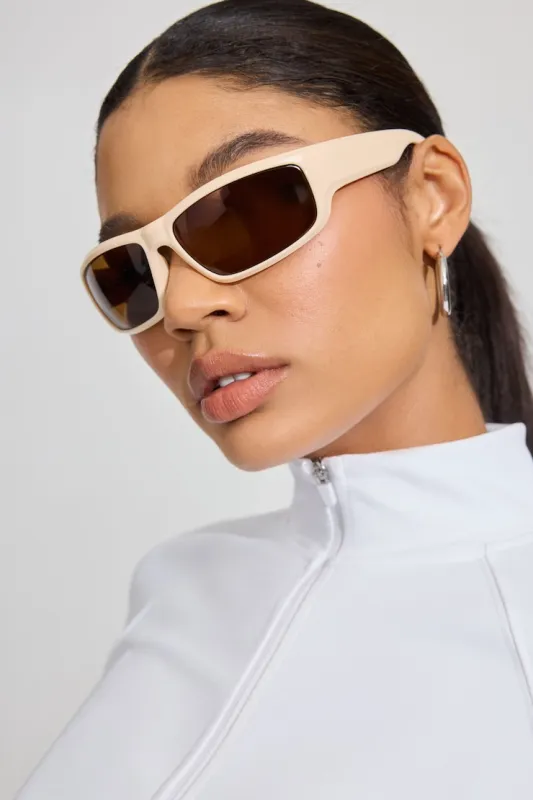 Sporty Wrap Sunglasses - Garage - Brown - Women Clothing made by Garage