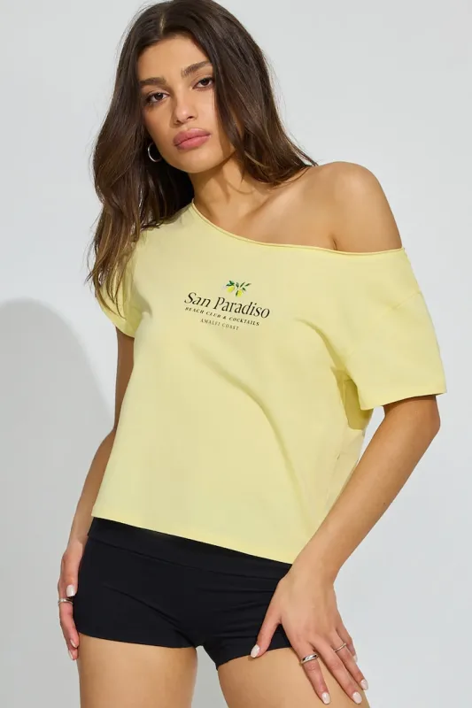 Off Shoulder T Shirt - Garage - Yellow - Women Clothing made by Garage