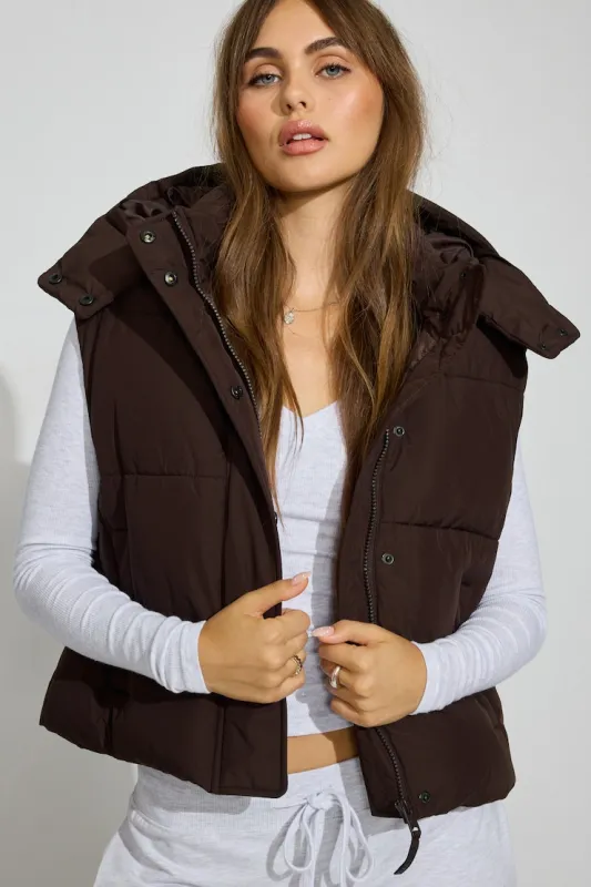 Perfect Puff Vest - Garage - Brown - Women Clothing made by Garage