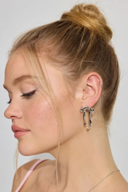 Metal Bow Earrings - Garage - Grey - Women Clothing made by Garage