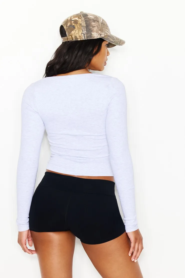 SnatchRib Scoop Neck Longsleeve Top - Garage - Greys - Women Clothing sold by Garage product image thumbnail 4