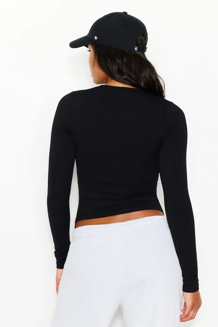 Sleek Crewneck Longsleeve Top - Garage - Black - Women Clothing sold by Garage product image thumbnail 4