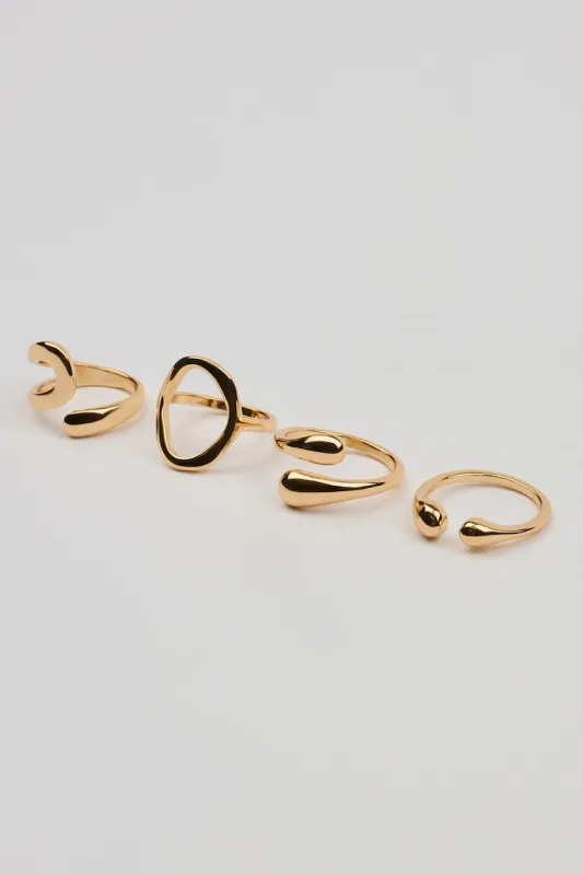 Set of 4 Open Shaped Rings - Garage - Yellow - Women Clothing made by Garage