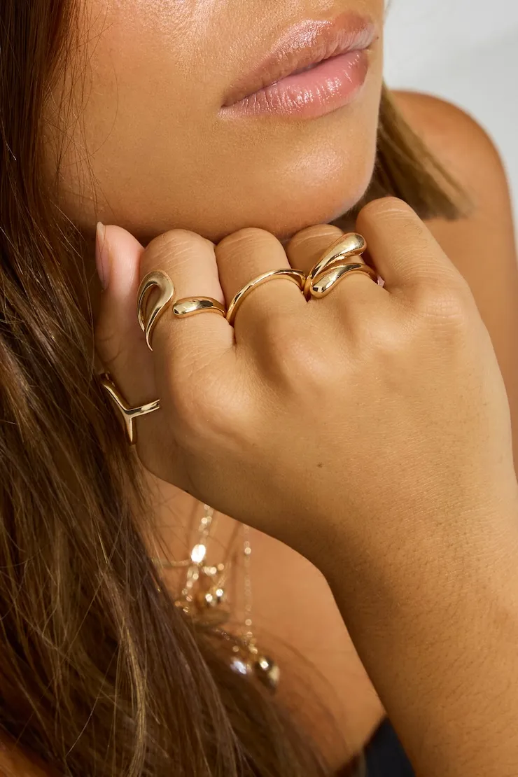 Set of 4 Open Shaped Rings - Garage - Yellow - Women Clothing sold by Garage product image thumbnail 2