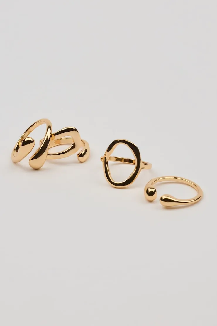 Set of 4 Open Shaped Rings - Garage - Yellow - Women Clothing sold by Garage product image thumbnail 3