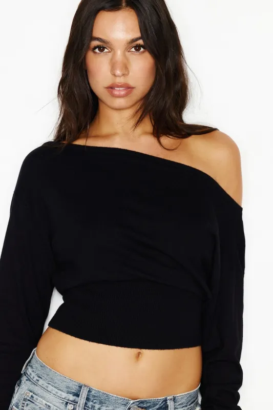 Off Shoulder Reset Long Sleeve Top - Garage - Black - Women Clothing made by Garage