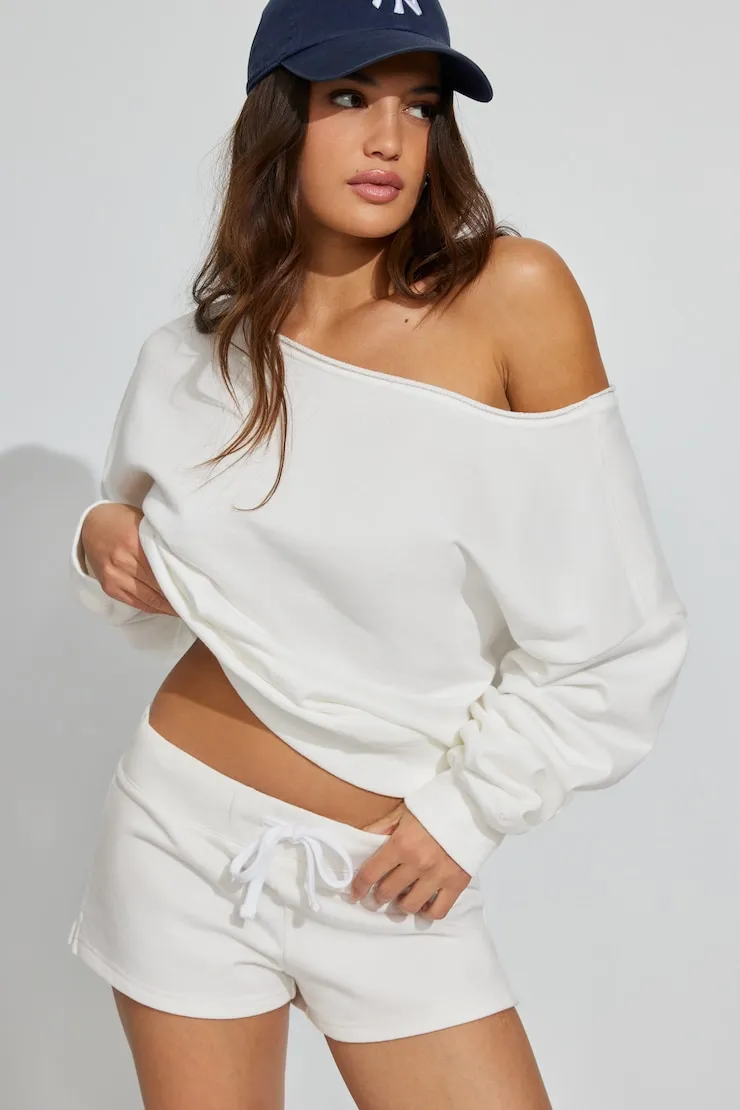 SoftTerry™ Off Shoulder Sweatshirt - Garage - White - Women Clothing sold by Garage product image thumbnail 2