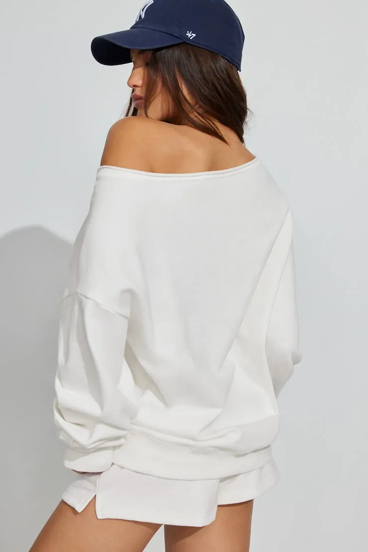 SoftTerry™ Off Shoulder Sweatshirt - Garage - White - Women Clothing sold by Garage product image thumbnail 3