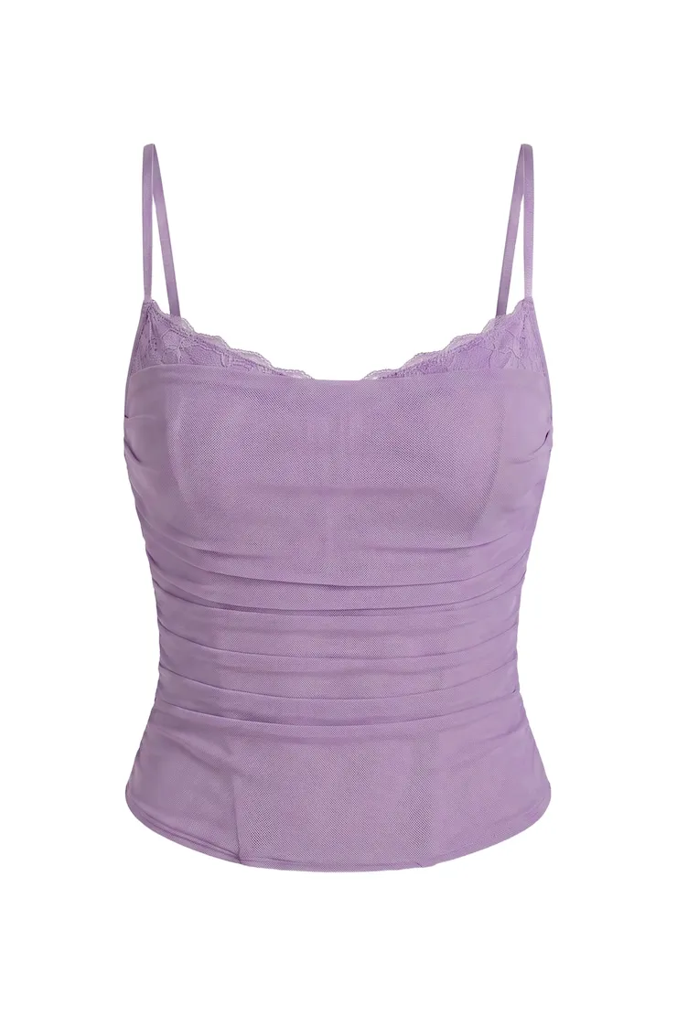 Ally Mesh Peekaboo Bustier - Garage - Purple - Women Clothing sold by Garage product image thumbnail 2