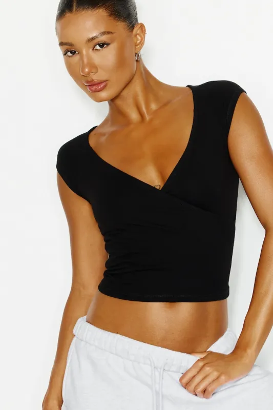StretchTerry™ Crossover T-Shirt - Garage - Black - Women Clothing made by Garage