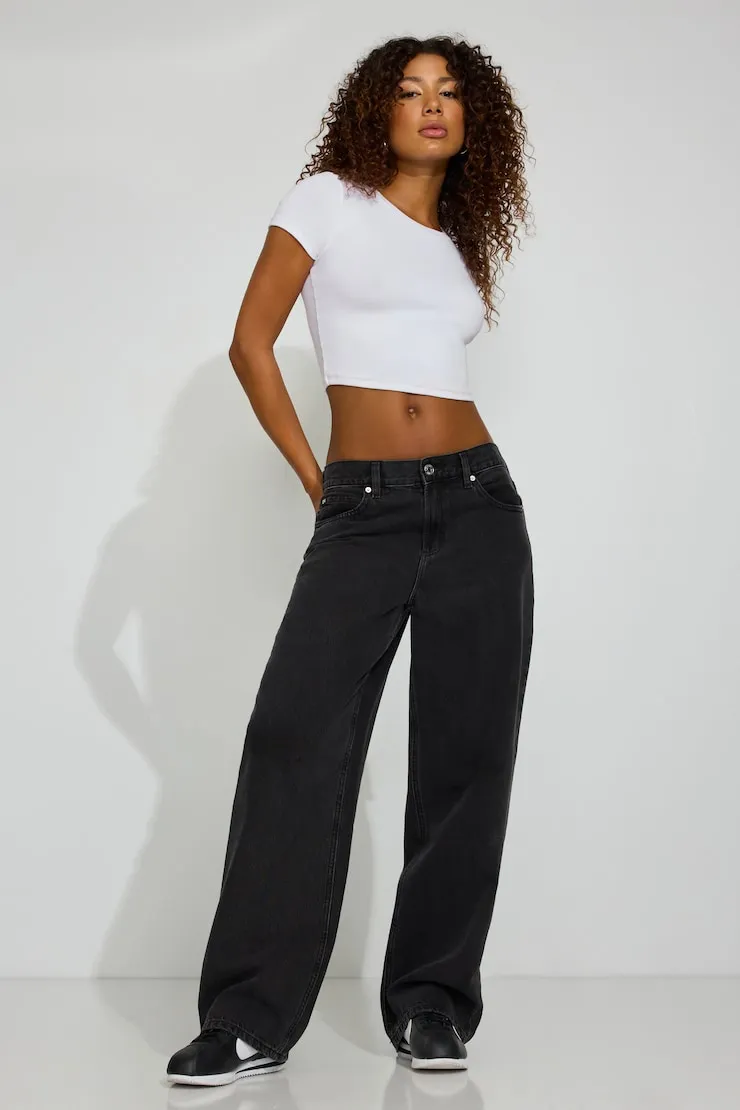 Low Rise Baggy Jeans - Garage - Black - Women Clothing sold by Garage product image thumbnail 3