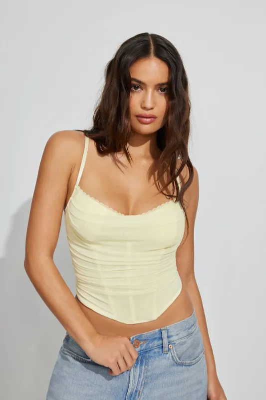 Ally Mesh Peekaboo Bustier - Garage - Yellow - Women Clothing made by Garage