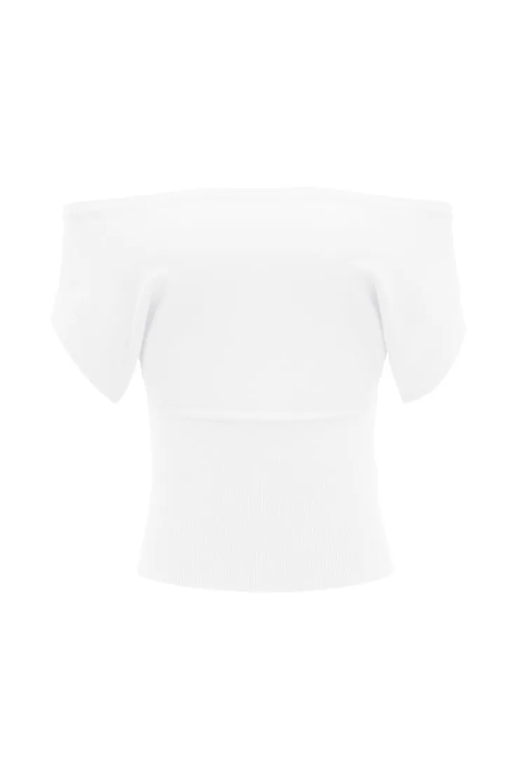 Off Shoulder Short Sleeve Cinch Waist Top - Garage - White - Women Clothing sold by Garage product image thumbnail 2