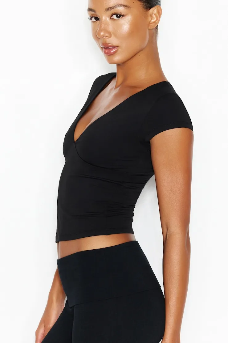 Sleek Plunge T-Shirt - Garage - Black - Women Clothing sold by Garage product image thumbnail 3