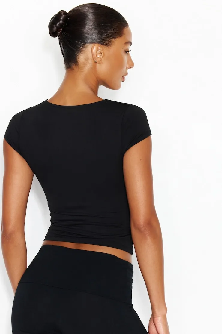 Sleek Plunge T-Shirt - Garage - Black - Women Clothing sold by Garage product image thumbnail 4