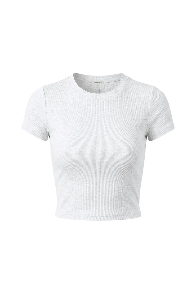 SnatchRib Cropped Crewneck T-Shirt - Garage - Greys - Women Clothing sold by Garage product image thumbnail 2