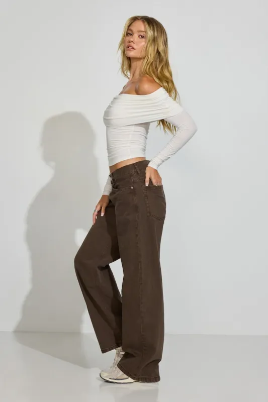 Low Rise Baggy Pants - Garage - Brown - Women Clothing made by Garage