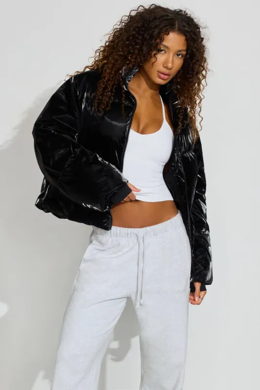 Shiny Puffer Jacket - Garage - Black - Women Clothing made by Garage