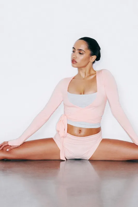 Smooth Long Sleeve Wrap Top - Garage - Pink - Women Clothing made by Garage