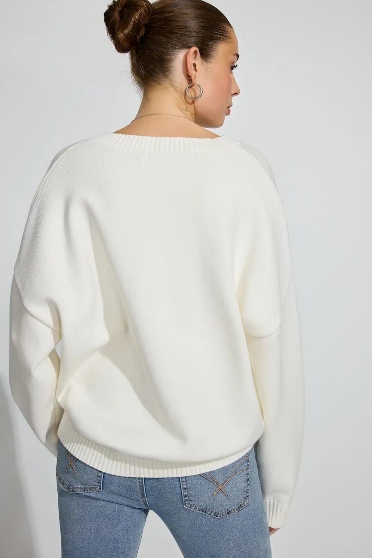 V-Neck Oversized Sweater - Garage - White - Women Clothing sold by Garage product image thumbnail 4