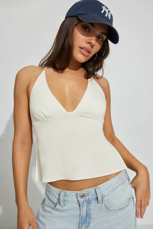 Celine Tie Back Apron Top - Garage - White - Women Clothing made by Garage