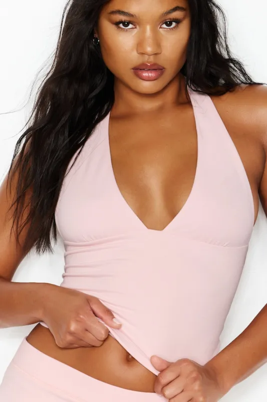 StretchTerry™ Plunge Halter Top - Garage - Pink - Women Clothing made by Garage