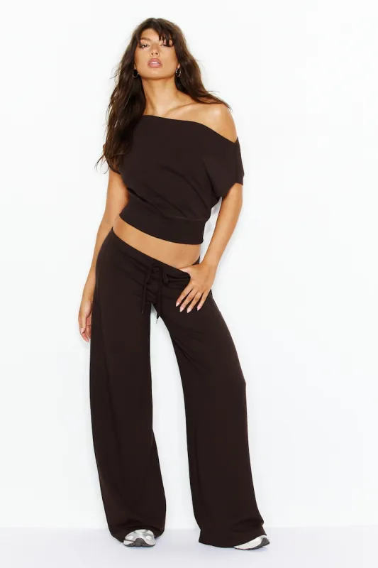 StretchTerry™ Wide Leg Pants - Garage - Brown - Women Clothing made by Garage