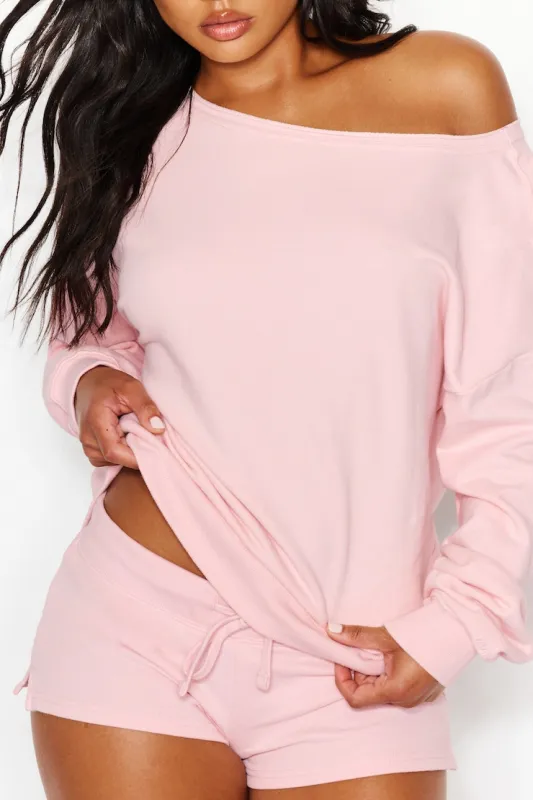 SoftTerry™ Off Shoulder Sweatshirt - Garage - Pink - Women Clothing made by Garage