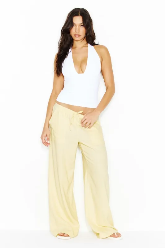 Millie Linen Pull-On Pants - Garage - Yellow - Women Clothing made by Garage