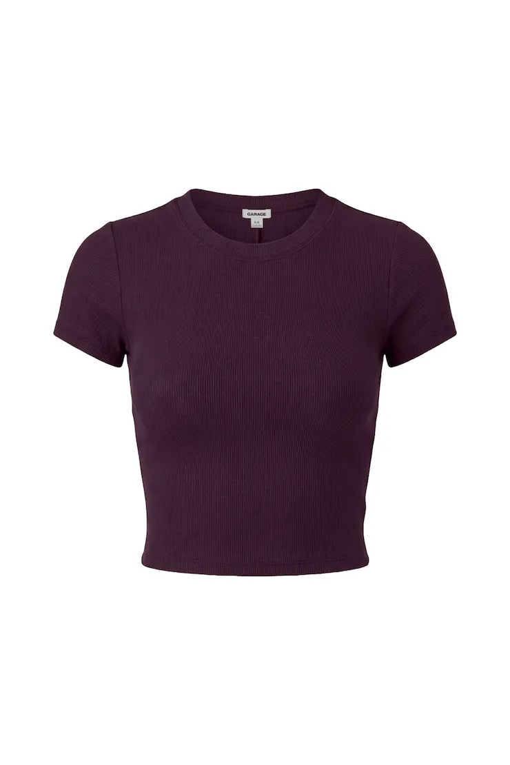SnatchRib Cropped Crewneck T-Shirt - Garage - Purple - Women Clothing sold by Garage product image thumbnail 2