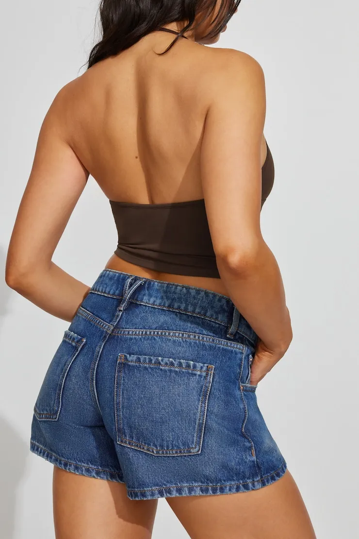 Denim Relaxed A-Line Shorts - Garage - Blue - Women Clothing sold by Garage product image thumbnail 3