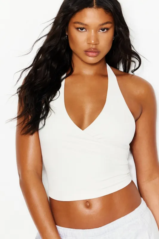 Active Wrap Halter Top - Garage - White - Women Clothing made by Garage