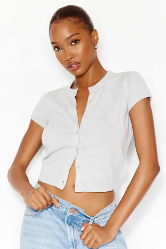 Cropped Button Up Top - Garage - Greys - Women Clothing made by Garage