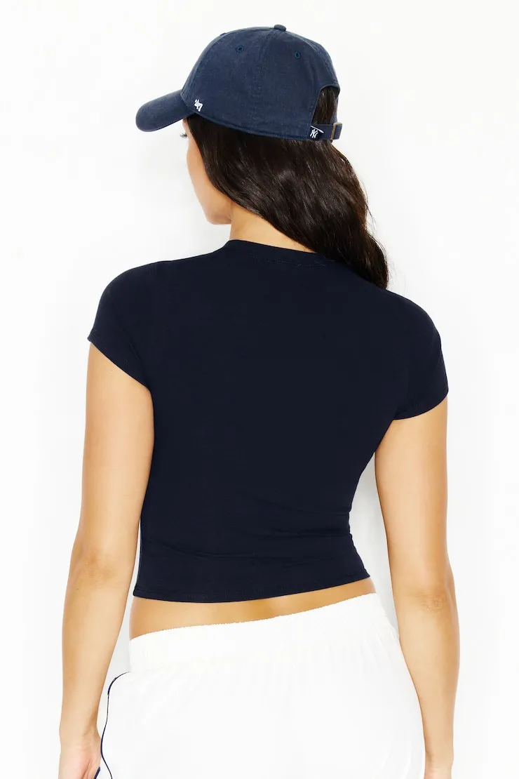 SuperSoft Crewneck Cropped T-Shirt - Garage - Navy - Women Clothing sold by Garage product image thumbnail 4