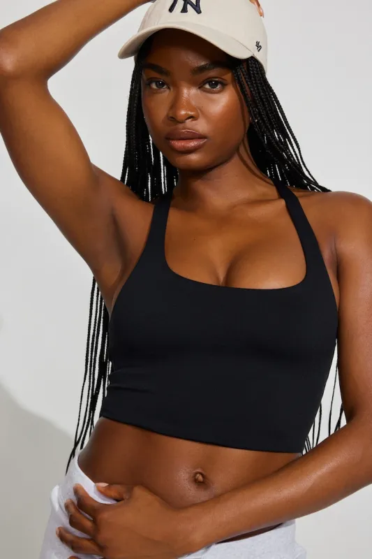 Active Cropped Racerback Tank Top - Garage - Black - Women Clothing made by Garage