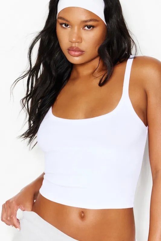 Ribbed Scoop Cami Top - Garage - White - Women Clothing made by Garage