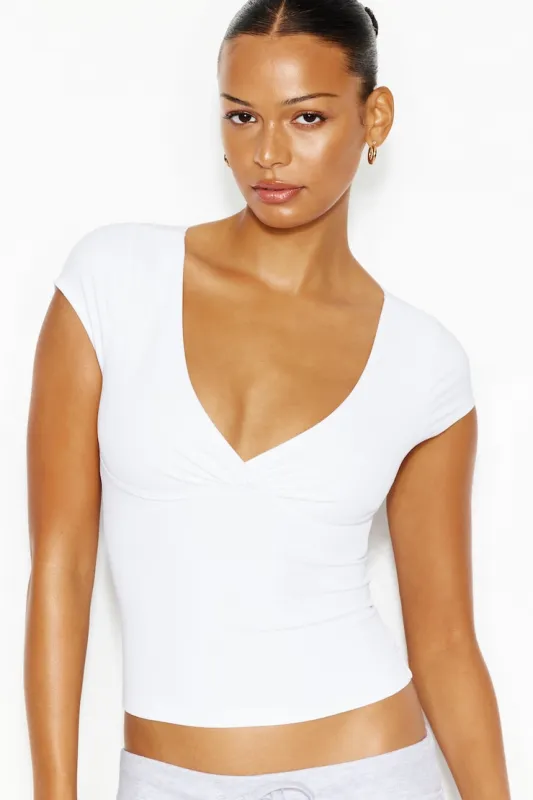 Sleek Crossover T-Shirt - Garage - White - Women Clothing made by Garage
