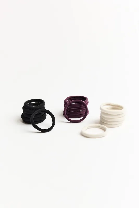 Pack of 18 Seamless Hair Elastics - Garage - Purple - Women Clothing made by Garage