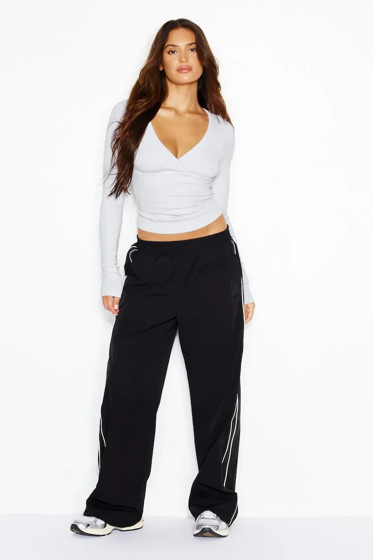 SnatchRib Crossover Longsleeve Top - Garage - Greys - Women Clothing sold by Garage product image thumbnail 4