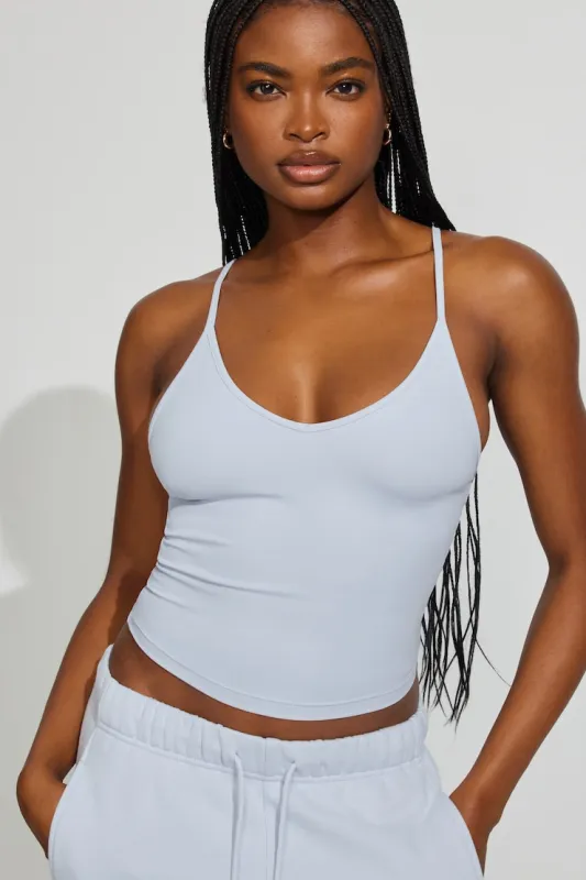 Sleek Deep V-Neck Cami Top - Garage - Blue - Women Clothing made by Garage