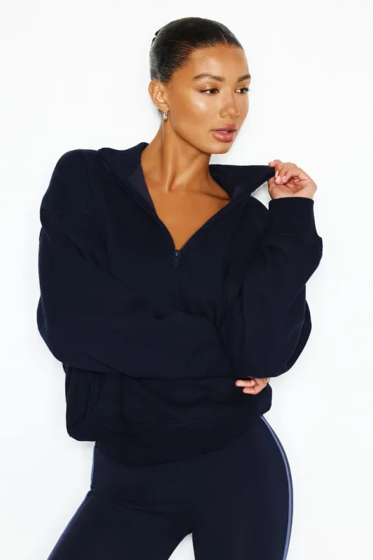 UltraFleece Half Zip Sweatshirt - Garage - Navy - Women Clothing made by Garage