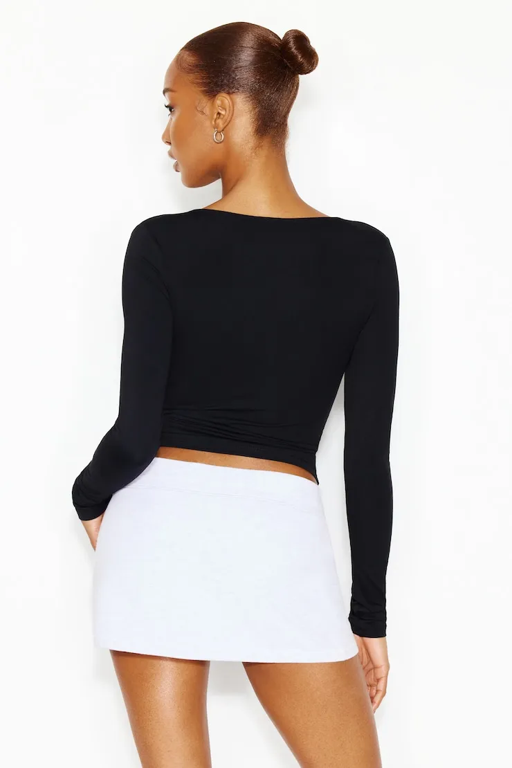 Sleek Plunge Longsleeve Top - Garage - Black - Women Clothing sold by Garage product image thumbnail 4