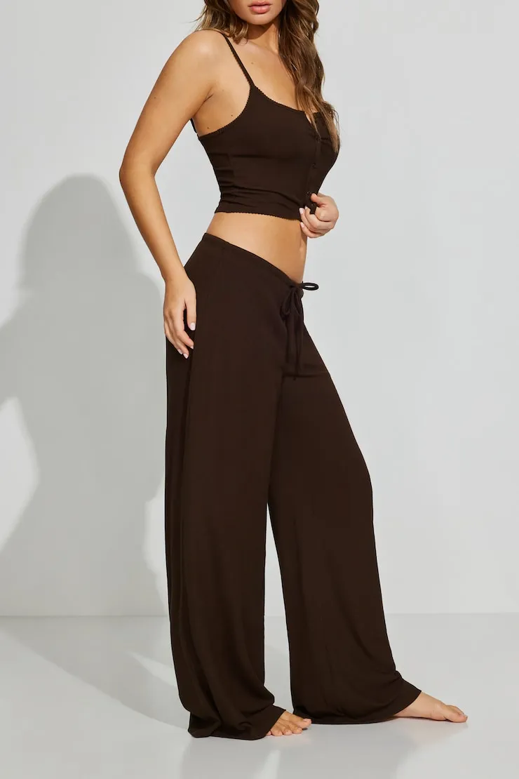 Mini Ribbed Sleep Pants - Garage - Brown - Women Clothing sold by Garage product image thumbnail 2