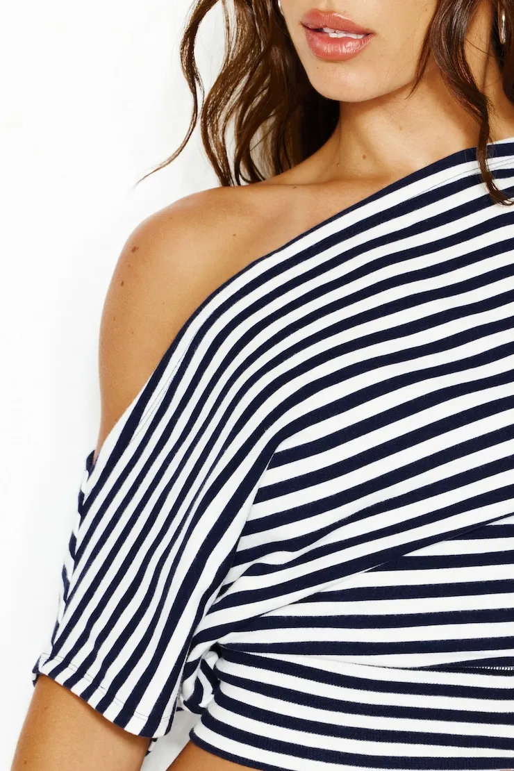 StretchTerry™ Off Shoulder Top - Garage - Navy - Women Clothing sold by Garage product image thumbnail 5