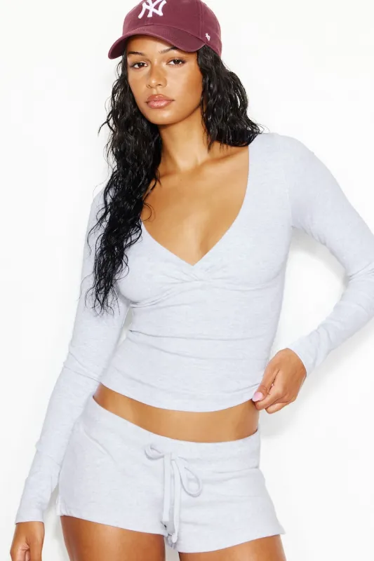SnatchRib Crossover Longsleeve Top - Garage - Greys - Women Clothing made by Garage