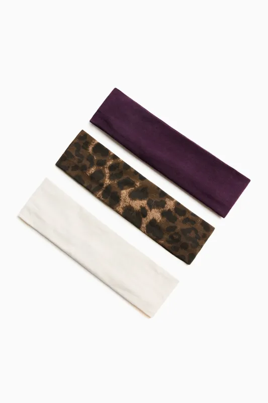 Set of 3 Stretchy Headbands - Garage - Purple - Women Clothing made by Garage
