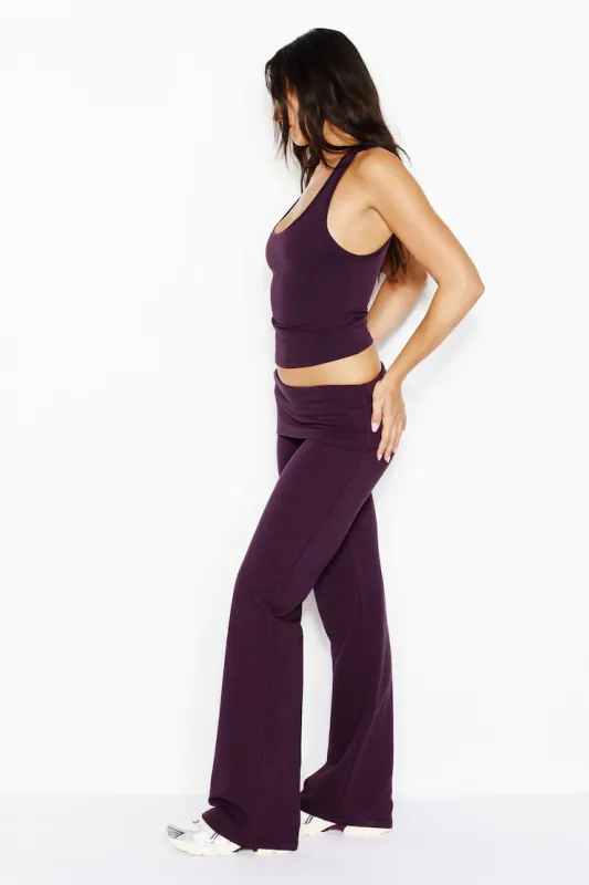 StretchTerry™ Foldover Bootcut Pants - Garage - Purple - Women Clothing made by Garage