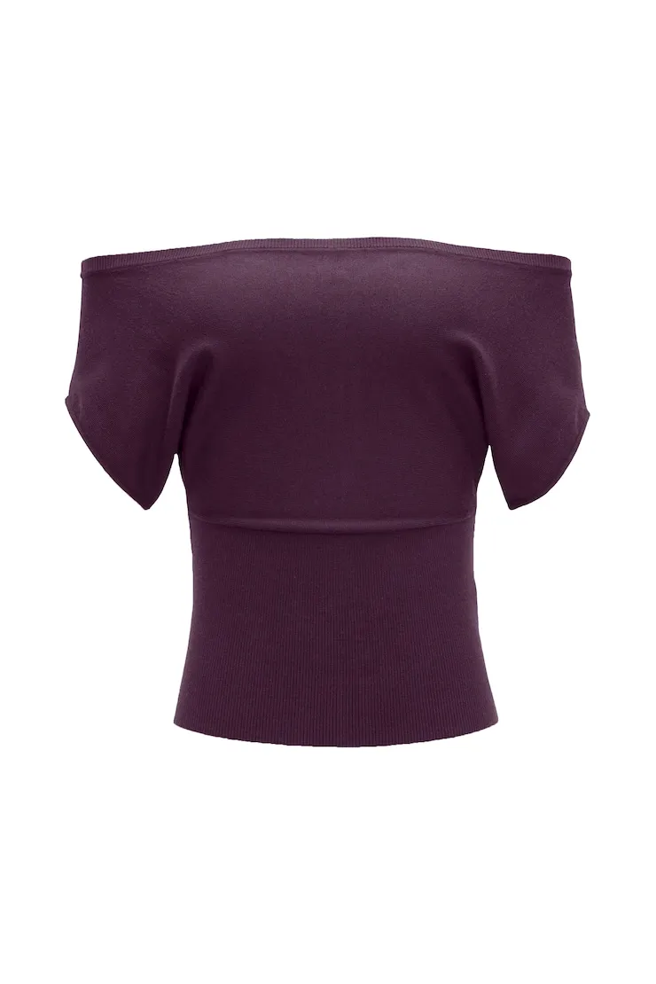 Off Shoulder Short Sleeve Cinch Waist Top - Garage - Purple - Women Clothing sold by Garage product image thumbnail 2