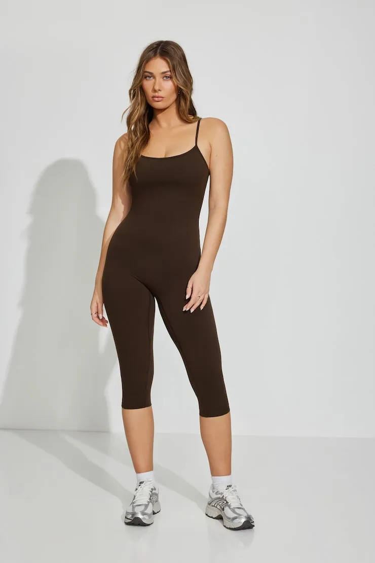 Active Capri Jumpsuit - Garage - Brown - Women Clothing sold by Garage